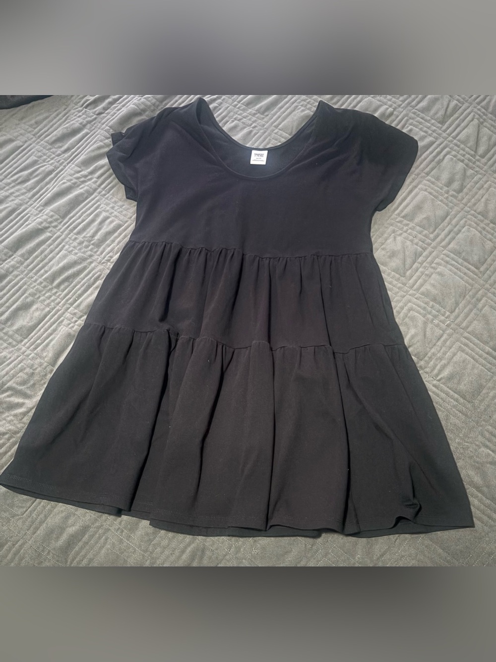 Smash + Tess Black Tiered Short Sleeve Kids Dress